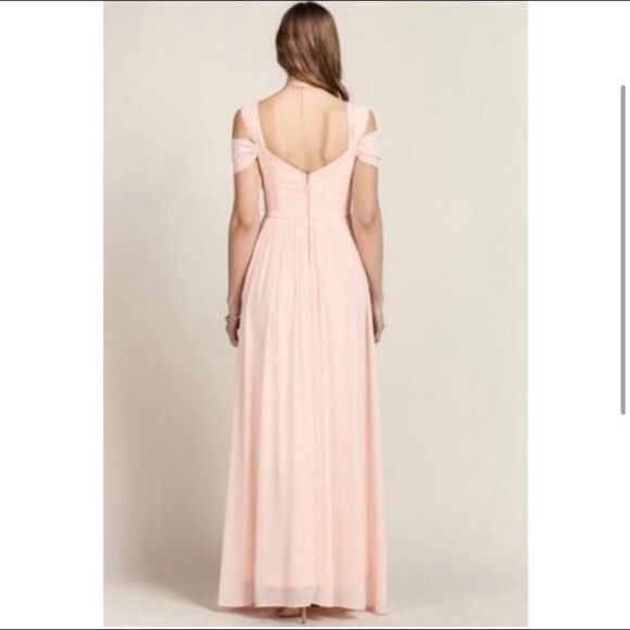 Lulus maxi bridesmaid dress make me move style D15861L lg chiffon off shoulder - Picture 3 of 9